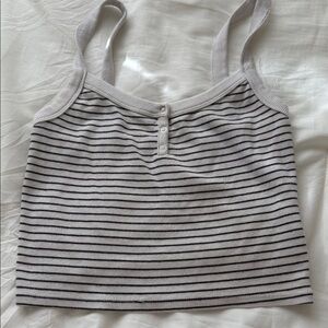 No Boundaries Black and Gray Striped Crop Top
